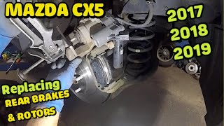 How to replace rear brake pads and rotors on Mazda CX5 2017 2018 2019  with EPB [upl. by Ennairam]