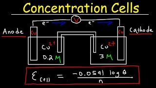 Concentration Cells amp Cell Potential Calculations  Electrochemistry [upl. by Gloria743]