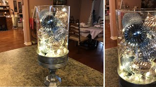 Painted Christmas Galvanized Glass Container Diy With Christmas Bulbs 2018 [upl. by Aleka434]