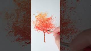 Watercolor Painting  How to Paint an Autumn Tree art watercolor watercolorpainting [upl. by Tahpos]