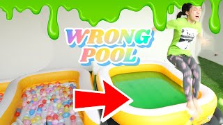 DONT TRUST FALL INTO THE WRONG POOL CHALLENGE  KAYCEE amp RACHEL in WONDERLAND FAMILY [upl. by Annaxor]