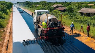 Technology with the bitumen sprayer truck process of applying a layer of bitumen to the road surface [upl. by Handbook]