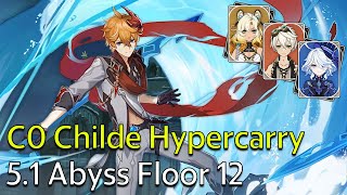 C0 Childe Hypercarry  Genshin Impact 51 Spiral Abyss Full Clear [upl. by Hrutkay]