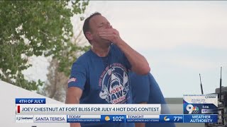 Joey Chestnut at Fort Bliss for July 4 hot dog contest [upl. by Silvia8]