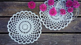 Simple Crochet Doily Tutorial Easy For Beginners [upl. by Enyawd]