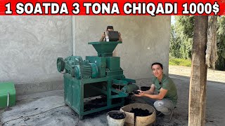 KOMIR BRIKET 1 SOATDA 3 TONA CHIQADI 1000 FOYDA [upl. by Lonny439]