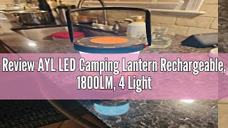 Review AYL LED Camping Lantern Rechargeable 1800LM 4 Light Modes 4400mAh Power Bank IP44 Waterpr [upl. by Janenna]