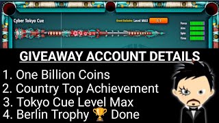 8 BALL POOL  EXPENSIVE ACCOUNT 🤯🔥GIVEAWAY DETAILS [upl. by Introc]