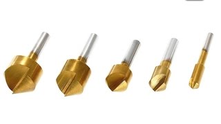 🛠 Jeu de 5 fraises forets à chanfreiner HSS carbure de titane  counter sink drill bit  Gearbest [upl. by Yong]