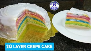 20 Layer Crepe cake  Easy cake bina ovencooker Ghar pr mojud Saman se banae crepe cake [upl. by Anilahs]