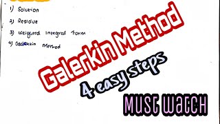 FEA  Galerkin Method  4 easy steps only [upl. by Llenaej]