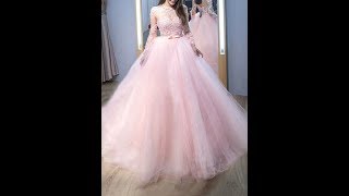 Ball Gown Jewel Long Sleeves Lace Tulle Dresses  Hebeos [upl. by Bak]