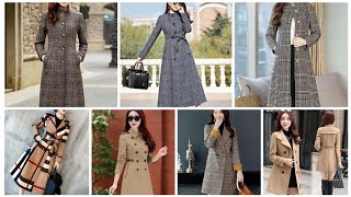 latest double breasted coatlapel slit pocket coatwrap belted coatplaid print woolen coat [upl. by Rehpotsirh387]