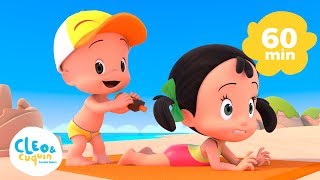 Vamos a la playa y más canciones infantiles de Cleo y Cuquín  Familia Telerín 60 min [upl. by Haneekas]