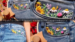 DIY jeans  jeans embroidery hacks beautiful floral embroidery on jeansembroidery for beginners [upl. by Akit16]