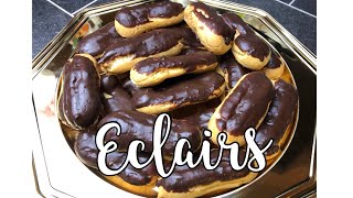 Eclairs mit Creme Patissiere Französische Vanille Creme Füllung [upl. by Enileoj]