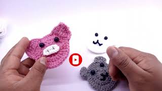 APLIQUES DE CHANCHITO Y OSITO TEJIDO A CROCHET TUTUTORIAL PASO A PASO [upl. by Ambrosane]