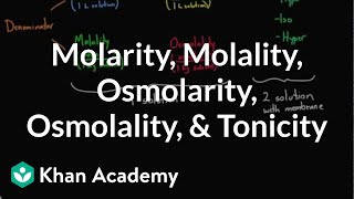 Molarity molality osmolarity osmolality and tonicity  whats the difference  Khan Academy [upl. by Gallard]