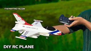 How to make RC plane F16 Fighting falcon jetfighter  Build and fly [upl. by Ardnasxela]