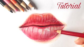 How To Draw Lips  Colored Pencil Tutorial [upl. by Itnahsa]