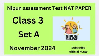 Nipun assessment Test NAT PAPER 2024 NAT CLASS 3 PRIMARY SCHOOL [upl. by Naeloj791]