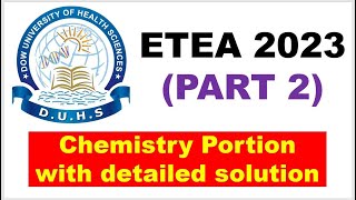 ETEA Past Paper 2023  Chemistry Portion  MDCAT Past Paper  ETEA PAPER  DOW  Part 2 [upl. by Zanlog]