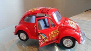 RED TOY CAR VW VOLKSWAGEN BEETLE LOVELY SPIDER DESIGN FRICTION POWERED [upl. by Ttenyl]