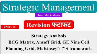 Strategy Analysis BCG Matrix Ansoff Grid GE 9 Cell McKinsey 7 S framework Strategic Management [upl. by Jennee]