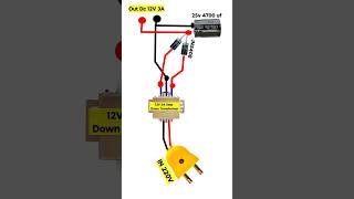 220v To 12v Out Circuit  12v Transformer Connection ytshort [upl. by Dlareme]