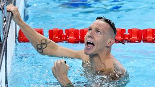 Caeleb Dressel Helps USA Beat Australia in Mens 4x100 Relay Race at Paris Olympics July 27 2024 [upl. by Ecinnaj673]