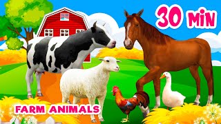 30 min Farm animal sounds Farm animals for kids Learn Farm animals Cow Horse [upl. by Tracy]