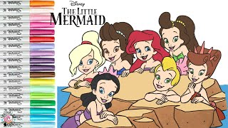 Disney Princess Coloring Book Pages Ariel and Sisters Attina Alana Aquata Arista Adella Andrina [upl. by Yrek186]