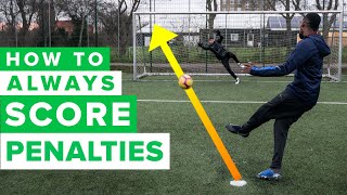 HOW TO ALWAYS SCORE PENALTIES  Penalty kick tutorial [upl. by Eibbil269]