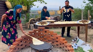 LEAF CUTTING KHINKALI RECIPE COOKING HUGE FISH IN TANDOOR ERISHDE AZERBAIJAN TRADITIONAL RECIPE [upl. by Lehet163]