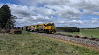 TasRail 2053 2054 46 Coal train crossing Perth Mill Road [upl. by Dnalkrik792]