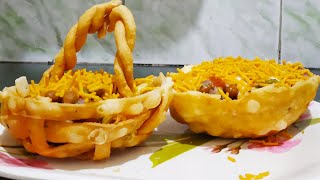 टोकरी नुमा कटोरी चाट बनाने का सबसे आसान तरीका how to make basket shape katori chaat recipe [upl. by Gnek534]