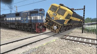 Train vs Train 2  Two Trains Crossing each other at Diamond Crossing  Train Simulator 2022 [upl. by Eilhsa]