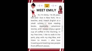 Meet Emily Reading and listening activity in EnglishAprenda inglês com textos inglês shorts esl [upl. by Esinehs]