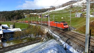 Züge auf der GotthardbahnWinter 2017Goldauer Strasse Arth [upl. by Etnomed]