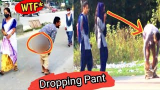 DROPPING PANT IN INDIAN PUBLIC PRANK 🤣😂  EPIC REACTION STRANGER  Sunu ka prank  prank funny [upl. by Alcot956]