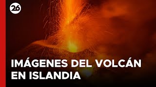 Las impactantes imágenes de la erupción de un volcán en Islandia [upl. by Tacye]