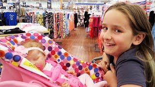 Shopping with Reborn Baby Doll Olivia and Sophia for Newborn Baby Supplies at Walmart Shopping Haul [upl. by Patten916]