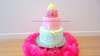 Aleishas 1st Birthday Cake  Tiara Cupcake Tiered Cake [upl. by Soirtimid]