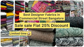 Best Designer Fabrics in Commercial Street Bangalore  Street Shopping  Khushbu Shetty [upl. by Elkcim583]