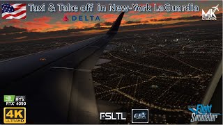 FS 2020  Delta A321 200 Long Taxi and Takeoff From New York LaGuardia [upl. by Steep]