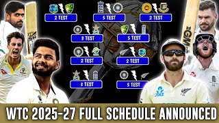 WTC 202527 Full Schedule FIRST in SOCIAL MEDIA  World Test championship 2025 27 Cycle  team India [upl. by Oirasor146]