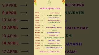 April Festivals 2024  Festival List 2024  Hindu Festivals April 2024  Hindu Calendar App  Tithi [upl. by Bushore]