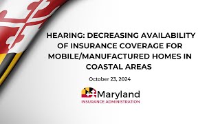 Decreasing Availability of Insurance Coverage for MobileManufactured Homes in Costal Areas [upl. by Neelrahc372]