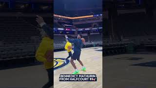 Bennedict Mathurin Shows Off Arm With Halfcourt Football Pass Bucket Before Game vs Celtics [upl. by Ahseenat319]