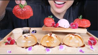 RAINDROP JELLY  MOCHI  GIANT STRAWBERRY ASMR EATING SOUNDS LIGHT WHISPERS  SASASMR [upl. by Dorkas]